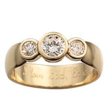 Three Stone Modern Engagement Ring - top view